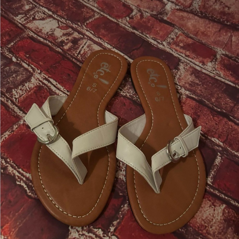 Chic White Sandals with Buckle